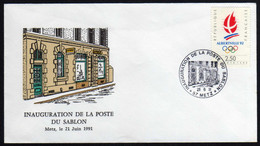 France Metz Sablon Moselle Inauguration La Poste 21 Juin 1991 Cachet Sur YT 2632 Albertville1992 Très Rare TB V. Scans - Commemorative Postmarks