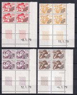 1979 - PREOBLITERES SERIE CHAMPIGNONS !  COINS DATES ! YVERT N° 158/161 ** MNH - - Preobliterati