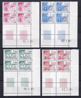 1981 - PREOBLITERES SERIE MONUMENTS HISTORIQUES / CHATEAUX !  COINS DATES ! YVERT N° 170/173 ** MNH - COTE = 17.5 EUR - Precancels