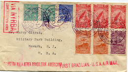 BRESIL LETTRE VIA NYRBA....AVEC VIGNETTE NYRBA AU DOS + CACHET " FIRST BRAZILIAN - U.S. AIR MAIL " DEPART RIO DE JANEIRO - Luchtpost