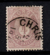 033- NORWAY 1872-1875 - SCOTT#: 19 - USED - 4 S - POSTHORN AND CROWN - Gebraucht