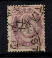 034- NORWAY 1872-1875 - SCOTT#: 19 - USED - 4 S - POSTHORN AND CROWN - Gebraucht