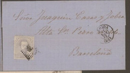 ESPAÑA LERIDA A BARCELONA 1872 EMISION AMADEO - Lettres & Documents