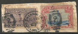 USA Airpost Air Mail 1928 Beacon On Rocky Mountains SC.# C11 + Sp.Delivery C.10 On-Piece Burlington 22nov1928 - Entregas