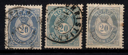 069- NORWAY 1882-1893 - SCOTT#: 44 - USED - 20 O - POSTHORN AND CROWN - Gebraucht