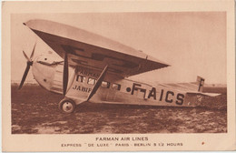 CPA Aviation Farman Air Lines    Express Paris Berlin De Luxe   F AICS - 1939-1945: II Guerra
