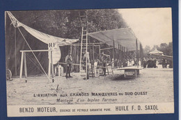 CPA Publicité Aviation Publicitaire Benzo Saxol Non Circulé Aviateur Cachet - Advertising