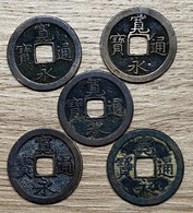 Lot De 6 Monnaies Anciennes Du Japon 1668 / Kanei Tsuho Rev/Bunde / Vendu En L’état - Japón
