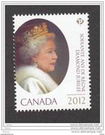 Canada, 2012, MNH, TIMBRE DE FEUILLET,  STAMP FROM SOUVENIR SHEET, Jubilé De La Reine Élizabeth, Queen Jubilee, - Unused Stamps