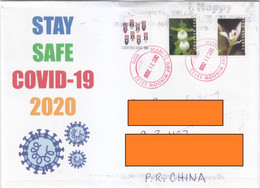 United States/USA Air Mail Cover To China — 2020 Stay Safe COVID-19/Orchids Stamps Etc. - Storia Postale