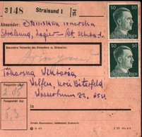 ! 1943 Paketkarte Deutsches Reich Aus Stralsund, Lager Nach Wolfen - Brieven En Documenten