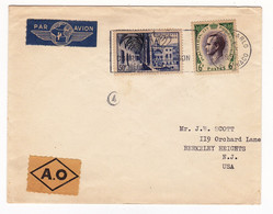 Lettre 1957 Monaco Monte Carlo Edouard Tabory Palais Zig-Zag Berkeley Heights New Jersey USA Par Avion - Brieven En Documenten