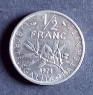 50 Centimes Semeuse En Nickel 1971 - 1/2 Franc