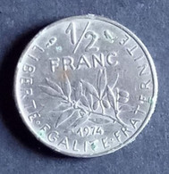 50 Centimes Semeuse En Nickel 1974 - 1/2 Franc