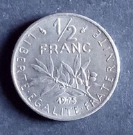 50 Centimes Semeuse En Nickel 1975 - 1/2 Franc