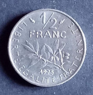 50 Centimes Semeuse En Nickel 1975 - 1/2 Franc
