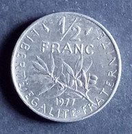 50 Centimes Semeuse En Nickel 1977 - 1/2 Franc