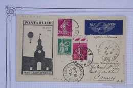 AV4  FRANCE   BELLE LETTRE RECOM. 1936  FETE AERONAUTIQUE PONTARLIER  LYON CANNES +AFFRANCH.  INTERESSANT - 1960-.... Briefe & Dokumente