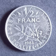 50 Centimes Semeuse En Nickel 1983 - 1/2 Franc