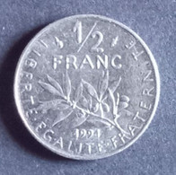 50 Centimes Semeuse En Nickel 1991 - 1/2 Franc