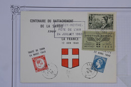 AV4  FRANCE  BELLE CARTE PLEINE DE SENS 1960 VIGNETTE +MEETING AERIEN ANNECY +RATACH. SAVOIE  +AFFRANCH.  PLAISANT - 1960-.... Briefe & Dokumente