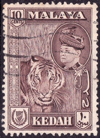 MALAYA KEDAH 1957 10c Deep Brown SG97 FU - Kedah