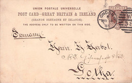 GREAT BRITAIN - POSTCARD 1885 LONDON > GOTHA/DE / ZL187 - Briefe U. Dokumente