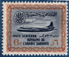 Saudi Arabia 1960 6 P Convair 1 Value MNH 2205.1711 No Watermark, Yellow Gum - Arabia Saudita