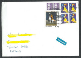 DENMARK Dänemark 2022 Air Mail Cover To Estonia Tivoli As 4-block Art Kunst Queen - Brieven En Documenten