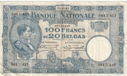 Belgique Billet De 100 Francs Du 08 06 1929  Plis Et Froissures Mais Avec Son Craquant - 100 Franchi & 100 Franchi-20 Belgas