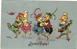 ILLUSTRATEUR : HATZ. Joyeuses Pâques : Poussins, Canards Et Poule Dansent - Pascua