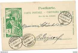 214 - 65 - Entier Postal UPU Ave Cachets à Date Thun Et Burgdorf 1900 - Entiers Postaux