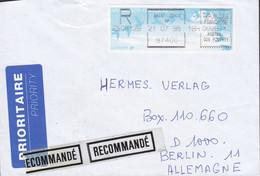 France PRIORITAIRE & Recommandé Labels SAINT DENIS 1995 Cover Lettre BERLIN Germany ATM Frama Label - 1990 Type « Oiseaux De Jubert »