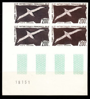 France Colonies, TAAF 1959 Yvert#PA4 Albatros, Mint Never Hinged Imperforated Colour Proof Pc. Of 4, Brown And Red Brown - Unused Stamps