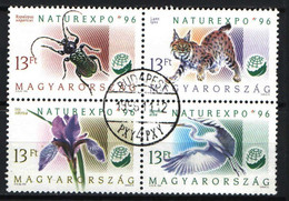 Hungary 1996. Naturexpo Wild Animals Nice Sheet, Used / Nice Cancelling!  4399-4402 - Gebraucht
