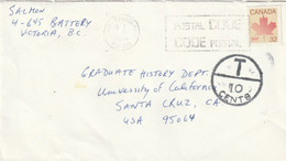 Canada Old Cover Mailed Postage Due - Brieven En Documenten