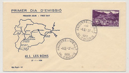 ANDORRE => Enveloppe FDC => 65F Les Bons - Andorre La Veille - 27/1/1958 - FDC