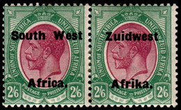 South West Africa 1924 KGV Bilingual Pair (no Hyphen) Close Setting 2/6d Purple And Green Lightly Mounted Mint - South West Africa (1923-1990)