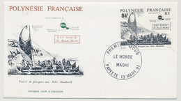 Polynésie Française - FDC 84f - Le Monde Maohi - Papeete 13 Mars 1991 - FDC