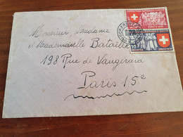 Suisse - Oblitération " CP.FRONT.FUS Poste De Campagne " Sur Enveloppe Pour Paris - Période 1940 - M 74 - Documenten