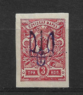 Ukraine/Russia 1919,Civil War, KIEV Type-2c Vio, 3 Kop Imperf,VF MNH**OG (OLG-8) - Ucraina & Ucraina Occidentale