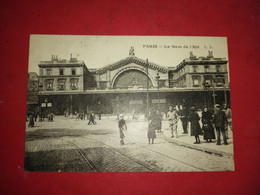 ANCIENNE CARTE POSTALE PARIS GARE DE L'EST 1919 Voyagé Timbré - Metro, Estaciones