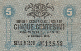BUONO DI CASSA 5 CENT CASSA VENETA EF (RY7405 - Buoni Di Cassa