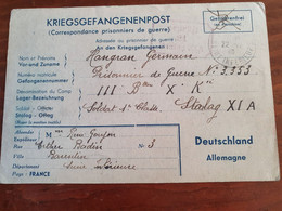 Carte De Barentin Pour Un Prisonnier De Guerre En Allemagne Au Stamlager XI A à Altengrabow En 1940 - M 94 - Guerra Del 1939-45