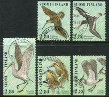 FINLAND 1996 Stamp Day: Wading Birds Singles Ex Block Used.  Michel 1352-56 - Gebraucht
