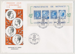 MONACO => 5 Env FDC - Centenaire Du Timbre (Portraits De Souverains) - 5/12/1985 - Dont Bloc Feuillet - FDC