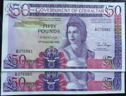 Gibraltar £50 Pounds 1982 UNC Rare Banknote - Gibilterra