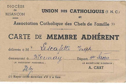1942 Carte Adhérent Union Des Catholiques Chefs De Famille / Religion / Lescafette à Moimay 70 (près Villersexel) - Altri