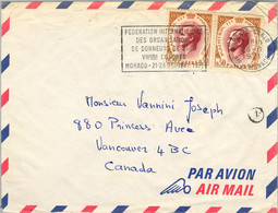 1971 MÓNACO , SOBRE CIRCULADO A VANCOUVER , CORREO AÉREO , FEDERACIÓN INT. DE DONANTES DE SANGRE - Briefe U. Dokumente