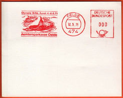 Germany Oelde 1971 / Olympia Brfm. Ausst, Olympic Games Philatelic Exhibition, Aemtersparkasse, Bank / Machine Stamp - Summer 1972: Munich